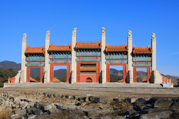 The dragon and phoenix door landscape architecture, in the Eastern Tombs of the Qing Dynasty, on...