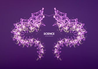 3d connection structure. Futuristic technology style. Low-poly element for design. Vector illustration for science, chemistry or education.