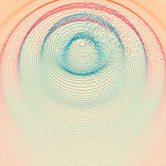 3D wavy background with ripple effect. Vector illustration with particle. 3D grid surface.