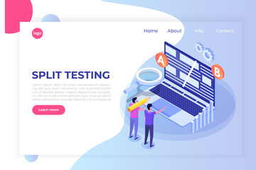 A-B comparison. Split testing isometric concept. Vector illustration.