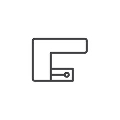 Obraz premium Corner kitchen top view outline icon. linear style sign for mobile concept and web design. Kitchen interior furniture simple line vector icon. Symbol, logo illustration. Pixel perfect vector graphics