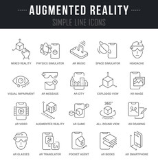 Set Vector Line Icons of Augmented Reality.
