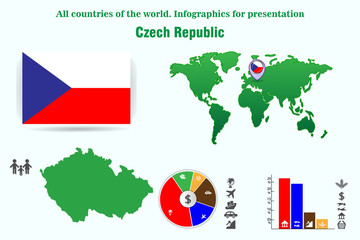 Czech Republic. All countries of the world. Infographics for presentation. Set of vectors