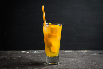 Icy pumpkin cocktail. Selective focus. Shallow depth of field.