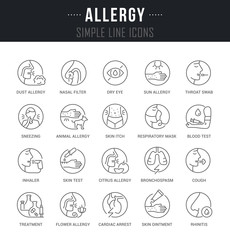 Set Vector Line Icons of Allergy.