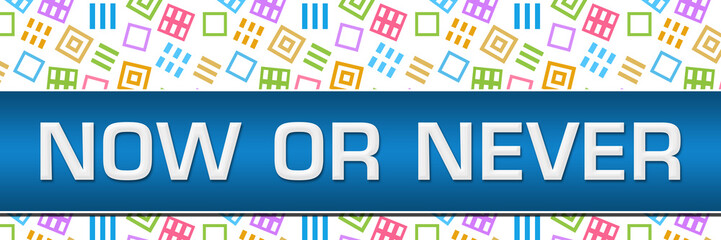 Now Or Never Colorful Random Squares Blue Stripe 