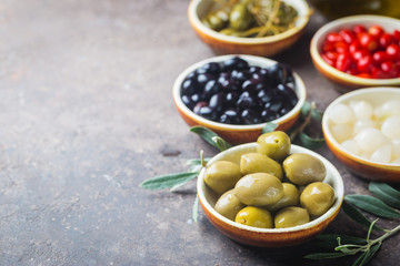 Mediterranean snack assortment.