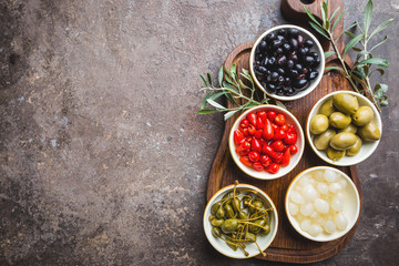 Mediterranean snack assortment.