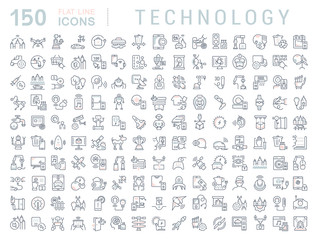 Naklejka na ściany i meble Set Vector Line Icons of Technology.