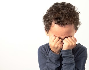 Fototapeta premium poverty boy crying stock photo