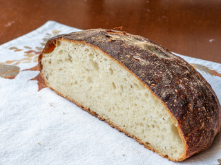 Freshly baked artisan bread with crispy crust