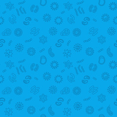 Seamless microbiology blue pattern. Vector illustration