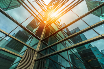 Urban abstract - windowed corner of office building.