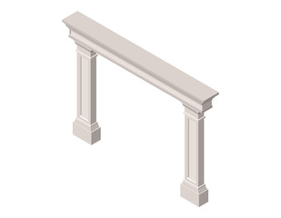 Arch from pilasters. Isolated on white background. 3d Vector illustration.
