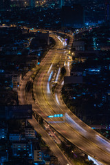 EXPRESS WAY cutting through Bangkok business capital of thailand. big street for automobile in a...