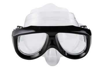 black diving mask, on a white background, swimming goggles, isolate