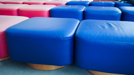 Colorful seats Line up in front of the classroom Tutor school, Concept Back to school