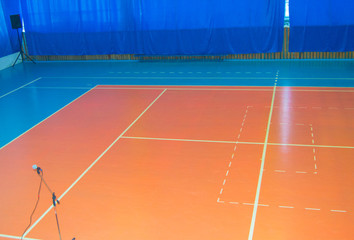 Empty sports training room with markings on the floor for competitions