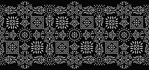 Seamless black and white tribal border © malkani