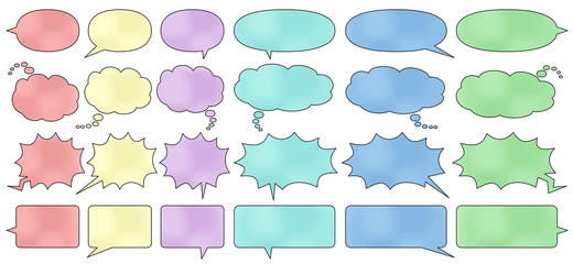 漫画風フキダシベーシック横書き用(水彩風線あり)