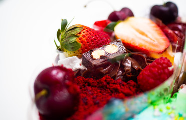 Fruit Cake In white background, Birthday gifts from friends