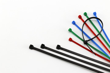Multicolor Nylon Cable Ties on White Background