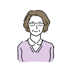 中年女性　人物　上半身　イラスト