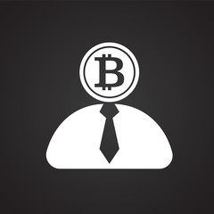 Bit coin miner on black background icon