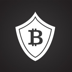 Crypto currency protection on black background icon