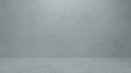 Empty room with white concrete wall and floor 3D render