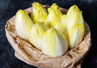 paper bag with endives from France or Belgium