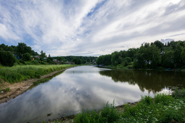 Plyos, Ivanovo Oblast, Russia - July 9, 2013: View of the nature of the old Russian city