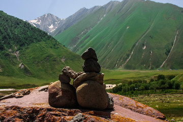 rock pyramid in mountains