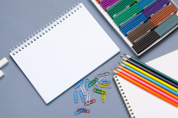 Colored plasticine for molding in box. Studio Photo