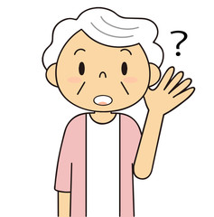 二頭身　シニア　女性　耳が聞こえにくいおばあちゃん