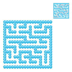 Icy blue square maze. Game for kids. Puzzle for children. Easy level of difficulty. Labyrinth conundrum. Flat vector illustration isolated on transparent background. With the answer. Cartoon style.