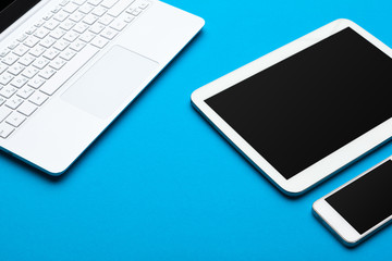 Workplace with notebook laptop. Comfortable work table in office