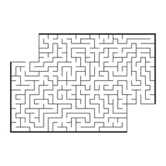 Abstract rectangular maze. Game for kids. Puzzle for children. One entrance, one exit. Labyrinth conundrum. Flat vector illustration isolated on white background. With place for your image.