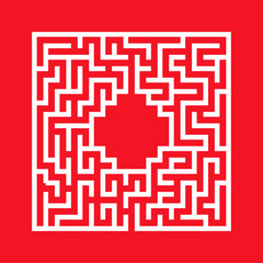 Abstract square maze. Game for kids. Puzzle for children. One entrance, one exit. Labyrinth conundrum. Flat vector illustration isolated on color background.