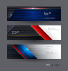 Illustration of abstract blue, red and black metallic with light ray and glossy line. Metal frame design for background. Vector design modern digital technology concept for wallpaper, banner template