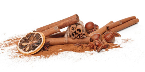 Cinnamon sticks isolated on white background