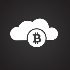 Bitcoin cloud on black background icon