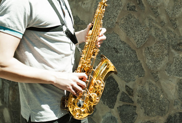 Obraz premium Saxophone player Saxophonist