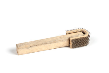 Pan scraper with wooden handle
