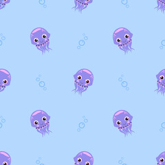 Seamless pattern with jellyfishes
