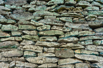 Texture from a very old rock wall made from cinder stones