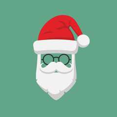 Santa Claus hat and beard template icon isolated on white background. Vector illustration.