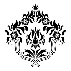 Vector damask element. Isolated damask central illistration. Classical luxury old fashioned damask ornament, royal victorian texture for wallpapers, textile, wrapping.