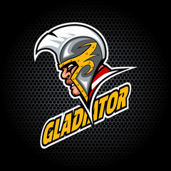 Gladiator Head from side. Can be used for club or team logo. Vector graphic.
