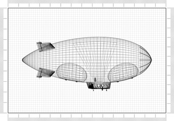 Fototapeta premium Airship Design Architect Blueprint 